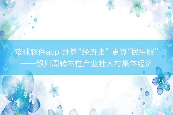 滚球软件app 既算“经济账” 更算“民生账”——银川周转本性产业壮大村集体经济