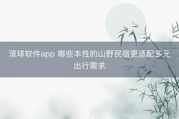 滚球软件app 哪些本性的山野民宿更适配多元出行需求