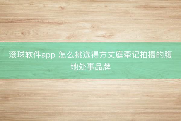 滚球软件app 怎么挑选得方丈庭牵记拍摄的腹地处事品牌