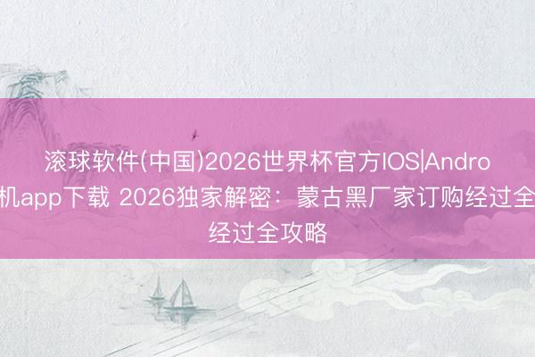 滚球软件(中国)2026世界杯官方IOS|Android手机app下载 2026独家解密：蒙古黑厂家订购经过全攻略