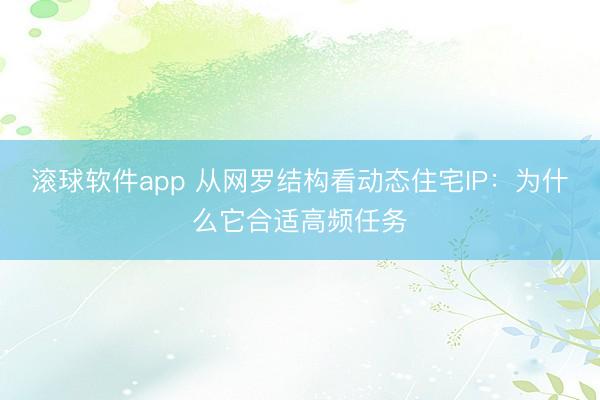 滚球软件app 从网罗结构看动态住宅IP:为什么它合适高频任务