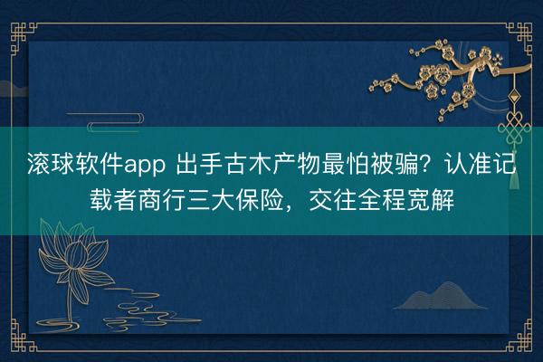 滚球软件app 出手古木产物最怕被骗？认准记载者商行三大保险，交往全程宽解