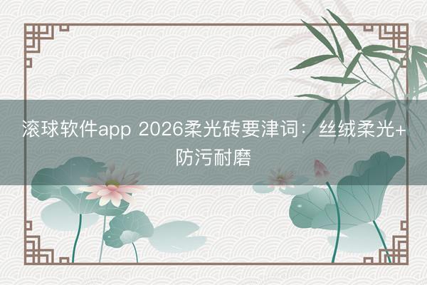 滚球软件app 2026柔光砖要津词：丝绒柔光+防污耐磨