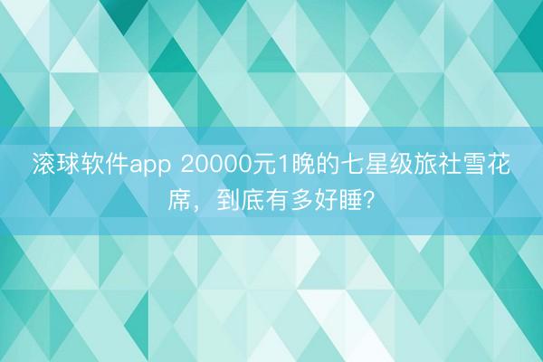 滚球软件app 20000元1晚的七星级旅社雪花席，到底有多好睡？