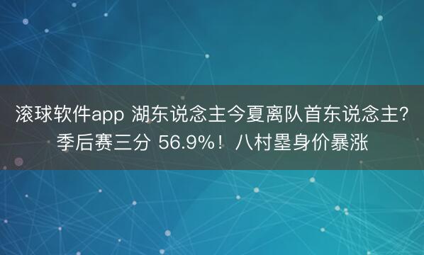 滚球软件app 湖东说念主今夏离队首东说念主？季后赛三分 56.9%！八村塁身价暴涨