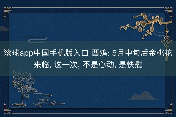 滚球app中国手机版入口 酉鸡: 5月中旬后金桃花来临， 这一次， 不是心动， 是快慰