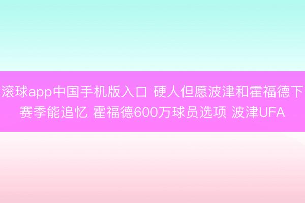 滚球app中国手机版入口 硬人但愿波津和霍福德下赛季能追忆 霍福德600万球员选项 波津UFA