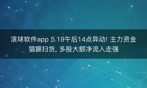 滚球软件app 5.19午后14点异动! 主力资金猖獗扫货， 多股大额净流入走强