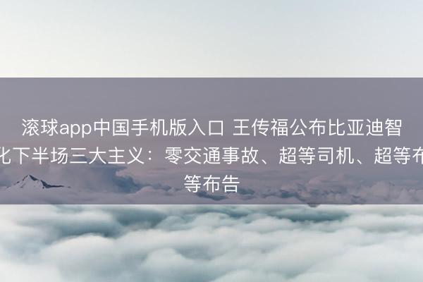 滚球app中国手机版入口 王传福公布比亚迪智能化下半场三大主义:零交通事故、超等司机、超等布告