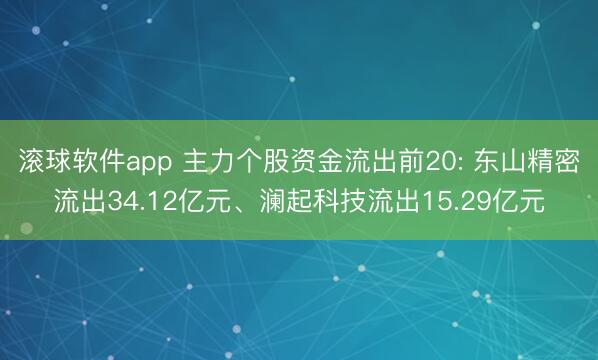 滚球软件app 主力个股资金流出前20: 东山精密流出34.12亿元、澜起科技流出15.29亿元