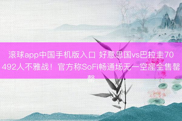 滚球app中国手机版入口 好意思国vs巴拉圭70492人不雅战！官方称SoFi畅通场无一空座全售罄