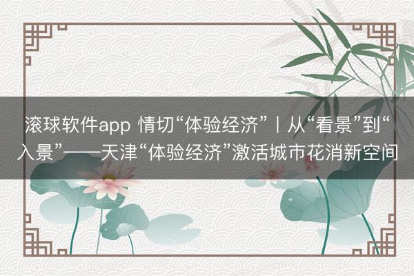 滚球软件app 情切“体验经济”丨从“看景”到“入景”——天津“体验经济”激活城市花消新空间