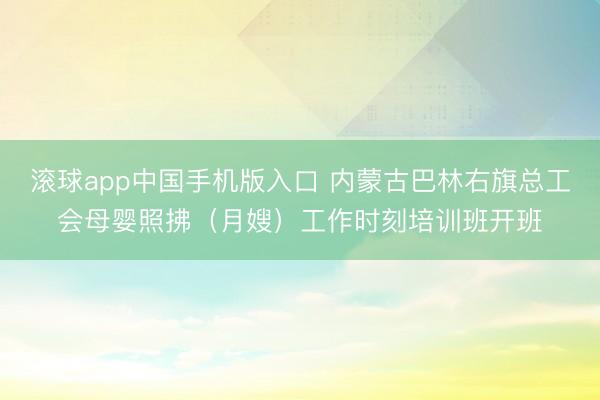滚球app中国手机版入口 内蒙古巴林右旗总工会母婴照拂（月嫂）工作时刻培训班开班