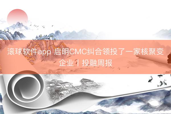 滚球软件app 启明CMC纠合领投了一家核聚变企业丨投融周报