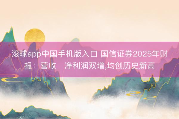 滚球app中国手机版入口 国信证券2025年财报：营收､净利润双增，均创历史新高