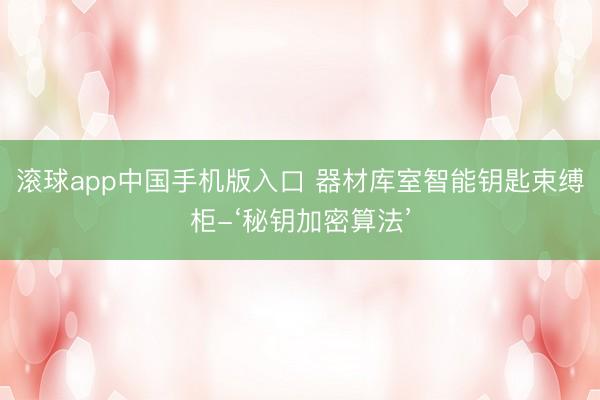 滚球app中国手机版入口 器材库室智能钥匙束缚柜-‘秘钥加密算法’