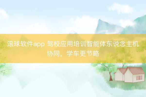 滚球软件app 驾校应用培训智能体东说念主机协同，学车更节略