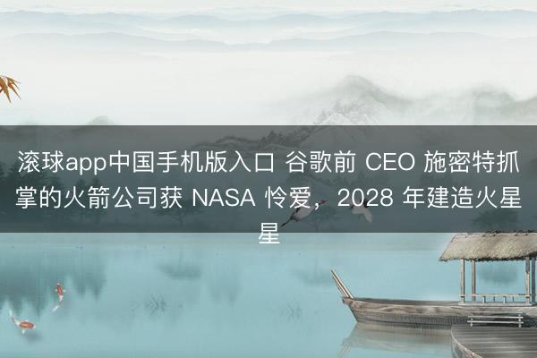滚球app中国手机版入口 谷歌前 CEO 施密特抓掌的火箭公司获 NASA 怜爱，2028 年建造火星